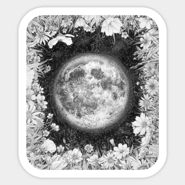 Midnight Moon in the Garden Sticker by ECMazur